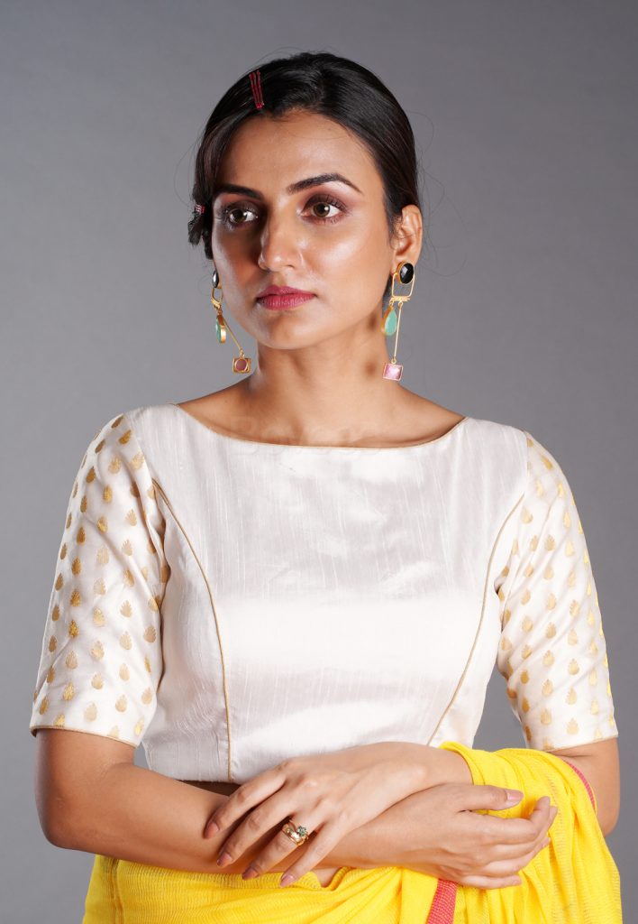 white silk blouse